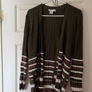 Design History Ribbed Knit Cardigan in Brown